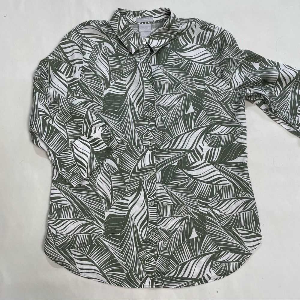 Chicos Chico's Linen Fresh Leaves No Iron Shirt S… - image 6