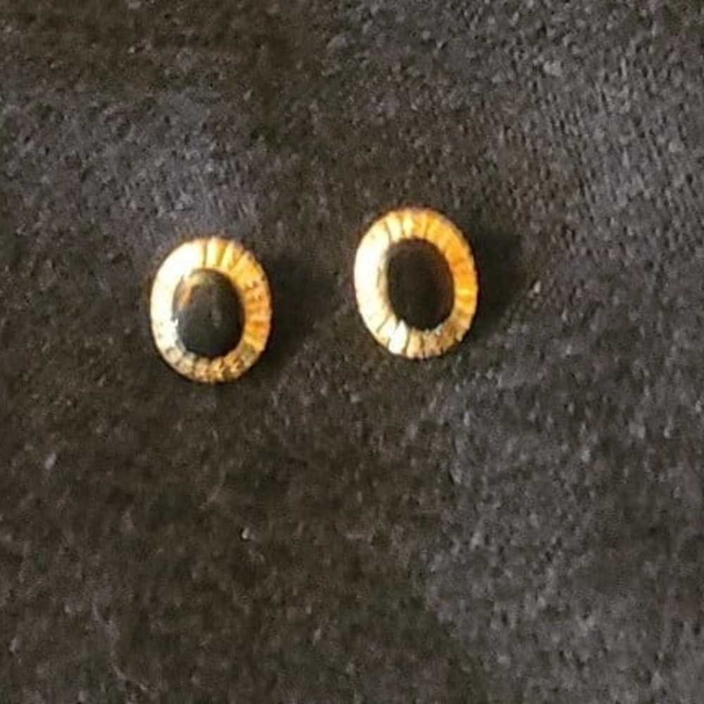 Vintage Gold Tone Sterling Stud Earrings - image 1