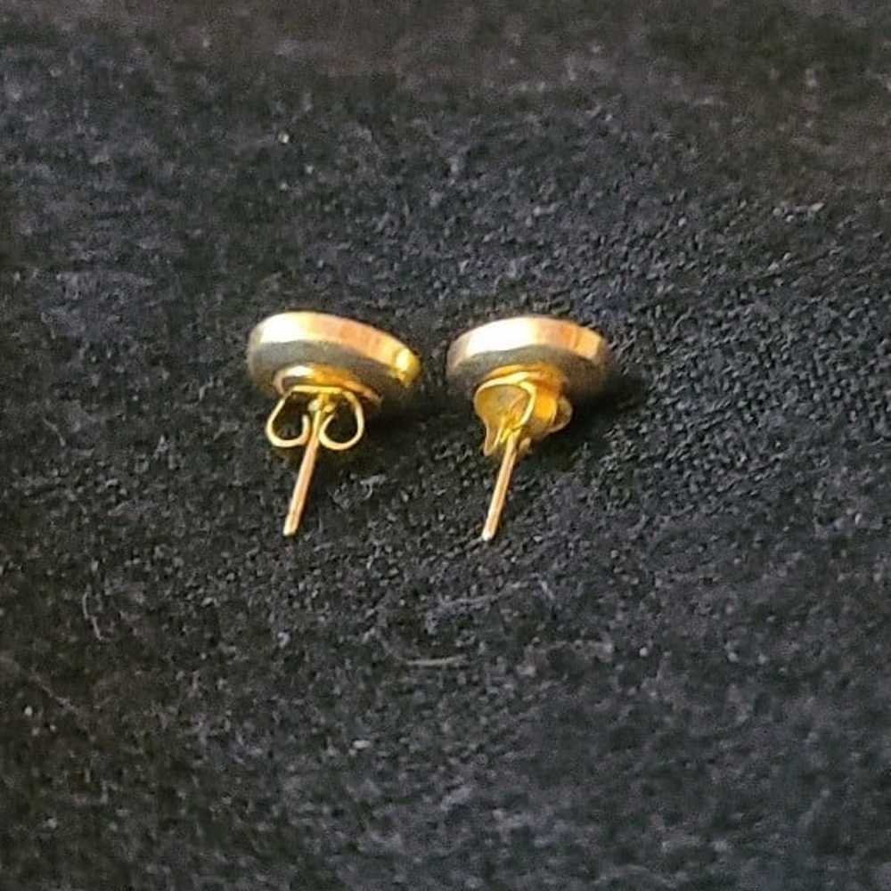 Vintage Gold Tone Sterling Stud Earrings - image 2