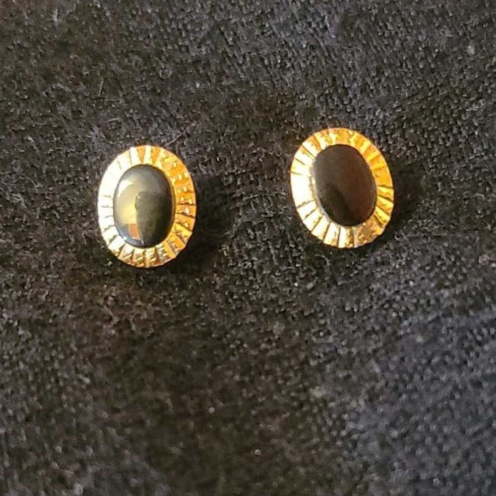 Vintage Gold Tone Sterling Stud Earrings - image 5