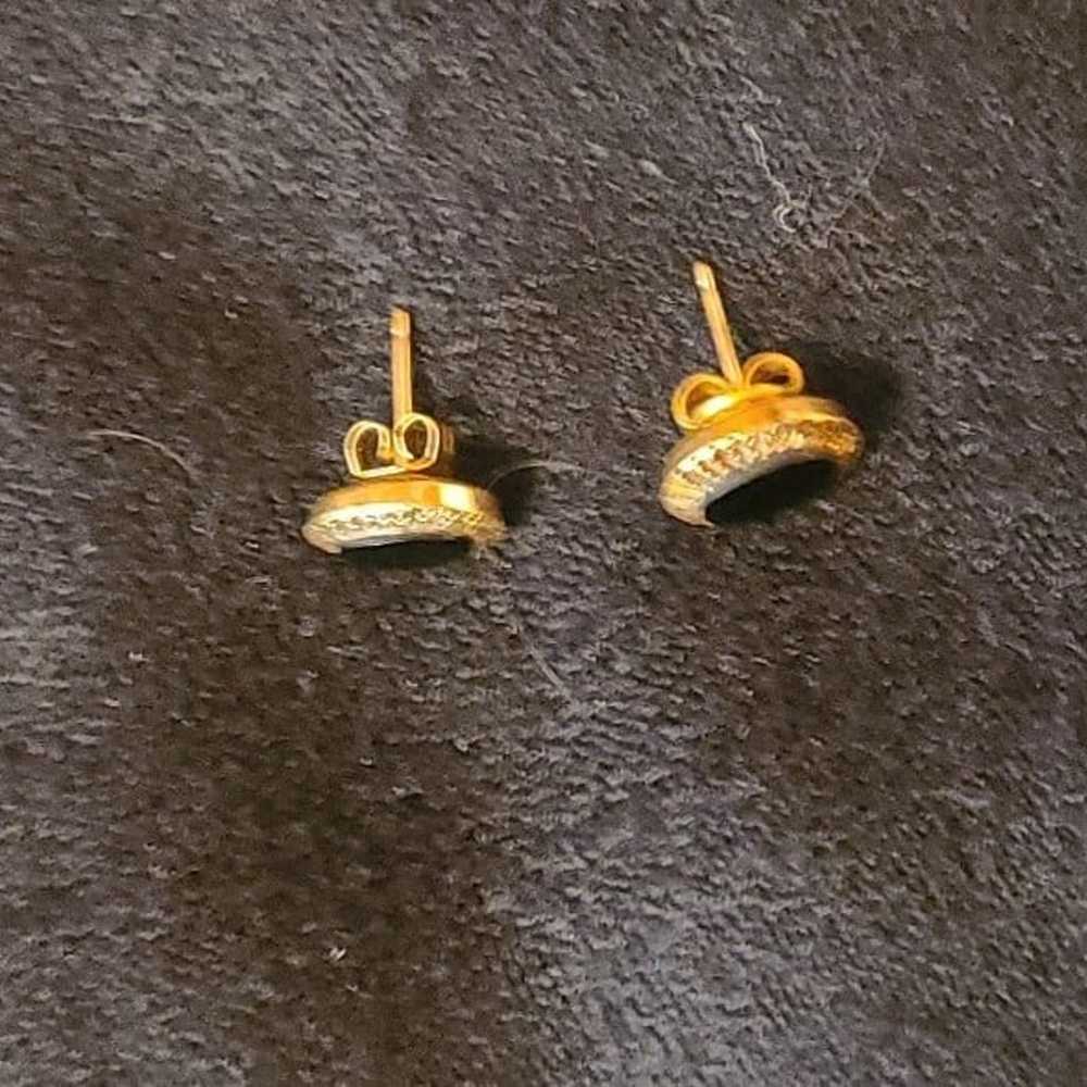 Vintage Gold Tone Sterling Stud Earrings - image 6