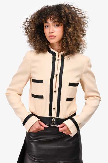 Pre-Loved Chanel™ 2002 Beige/Black Wool Buttoned … - image 1