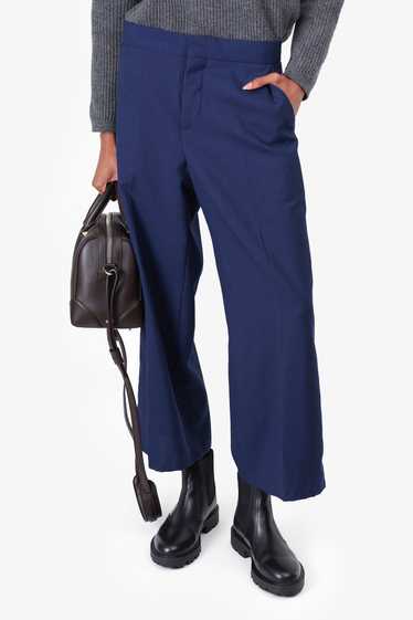 Marni Navy Blue Virgin Wool Cropped Trousers Size 