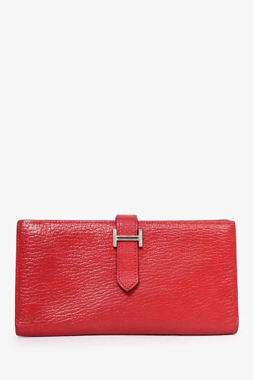 Hermès 2013 Red Chevre Leather Bearn Wallet (Reto… - image 1