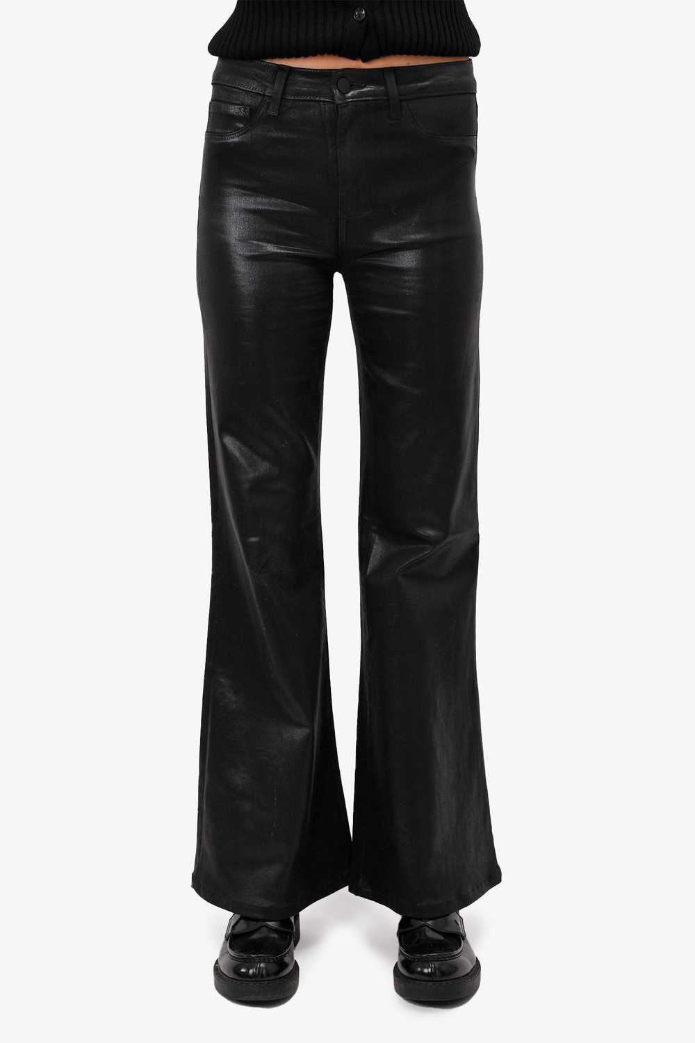 L'Agence Black Wax Coated High Waisted Flare Pant… - image 1