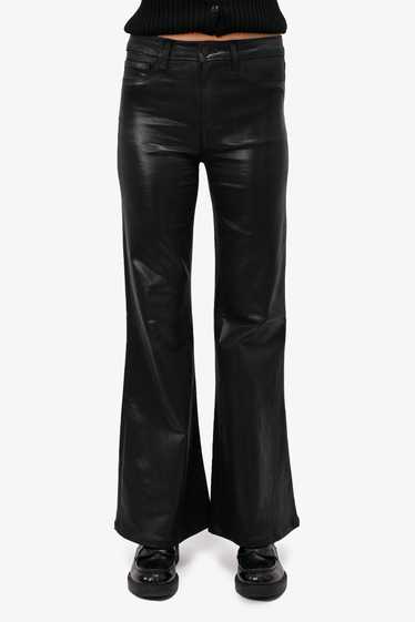 L'Agence Black Wax Coated High Waisted Flare Pant… - image 1