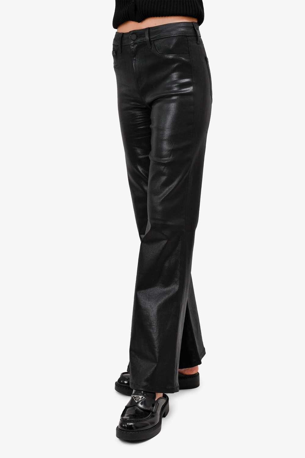 L'Agence Black Wax Coated High Waisted Flare Pant… - image 2