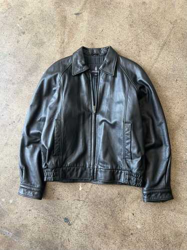 1990s London Fog Black Leather Jacket