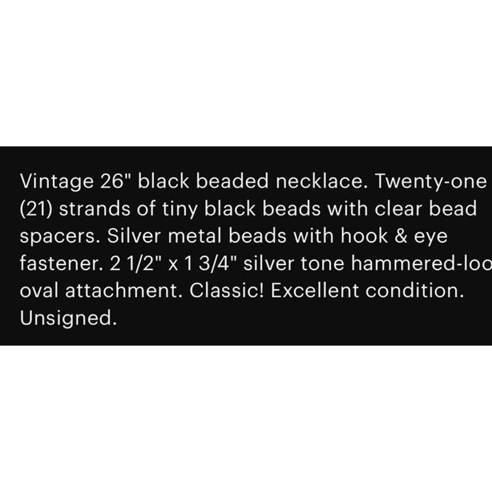 Vintage Black Beaded 26" Necklace w/ Silver Accent - image 5