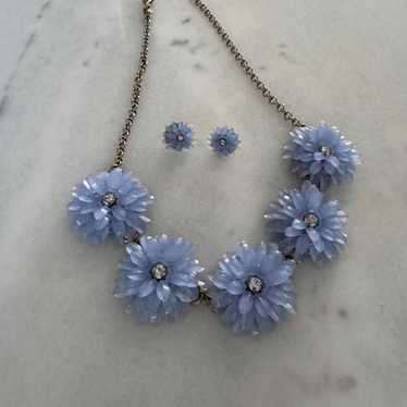 Vintage J. Crew Flower Necklace & Earrings Periwin