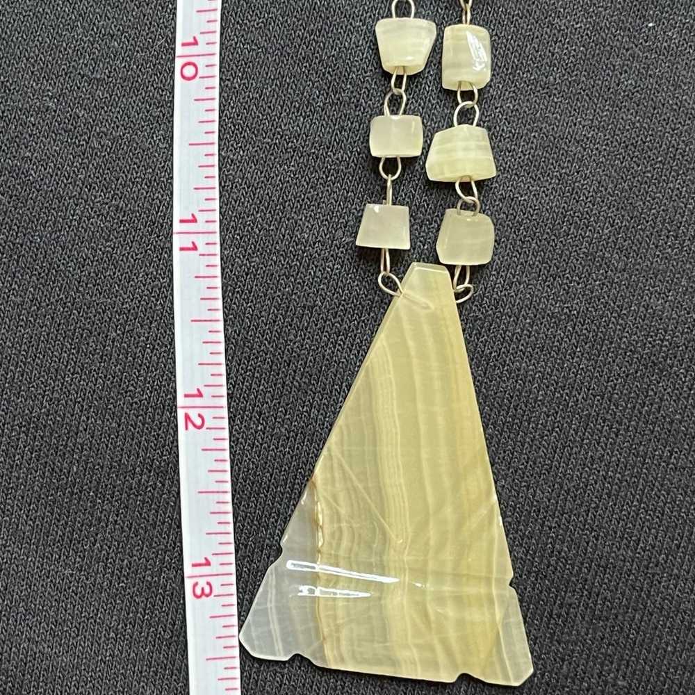 Vintage Mexican Agate Large Pyramid beaded Neckla… - image 5