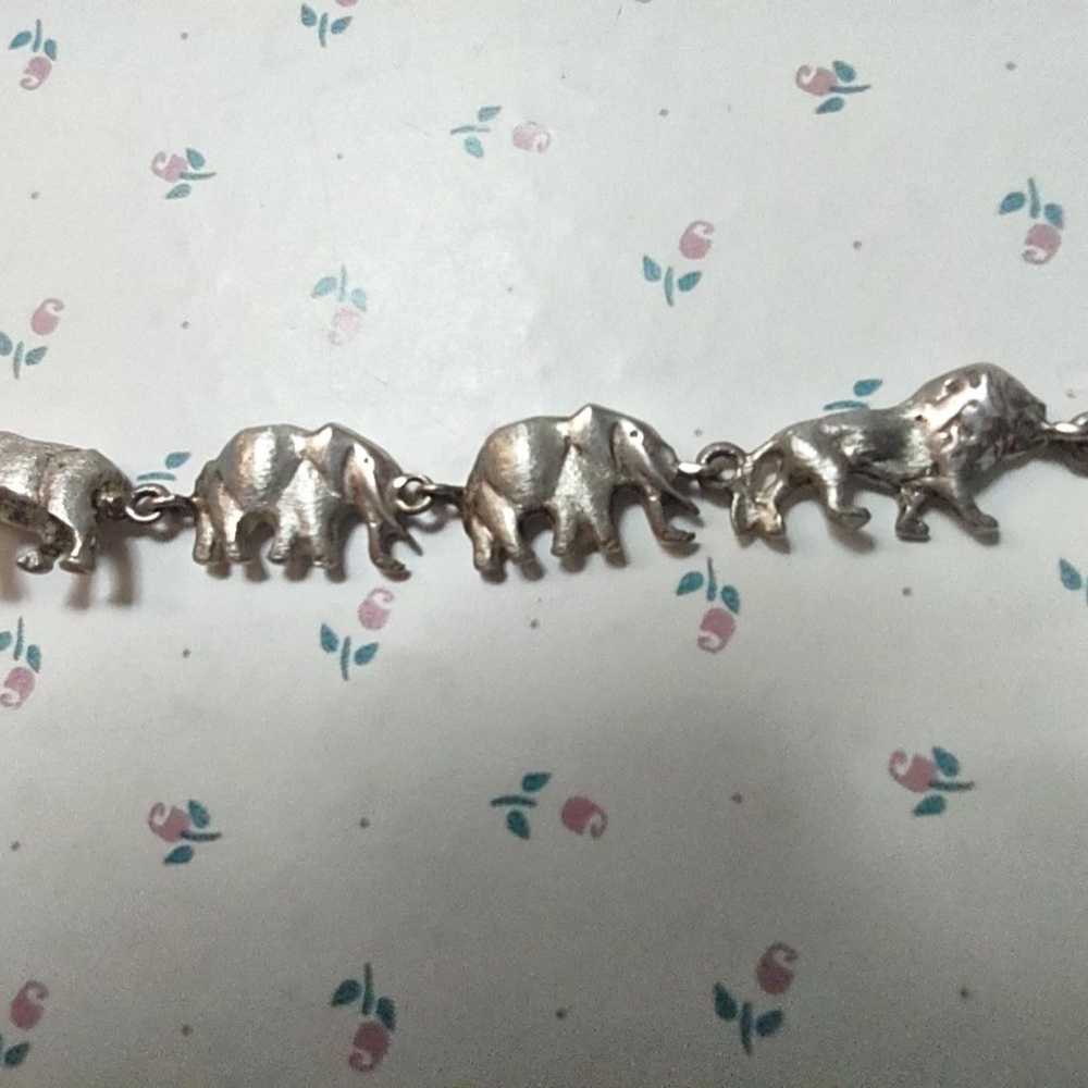 Vintage sterling silver African animal bracelet - image 2