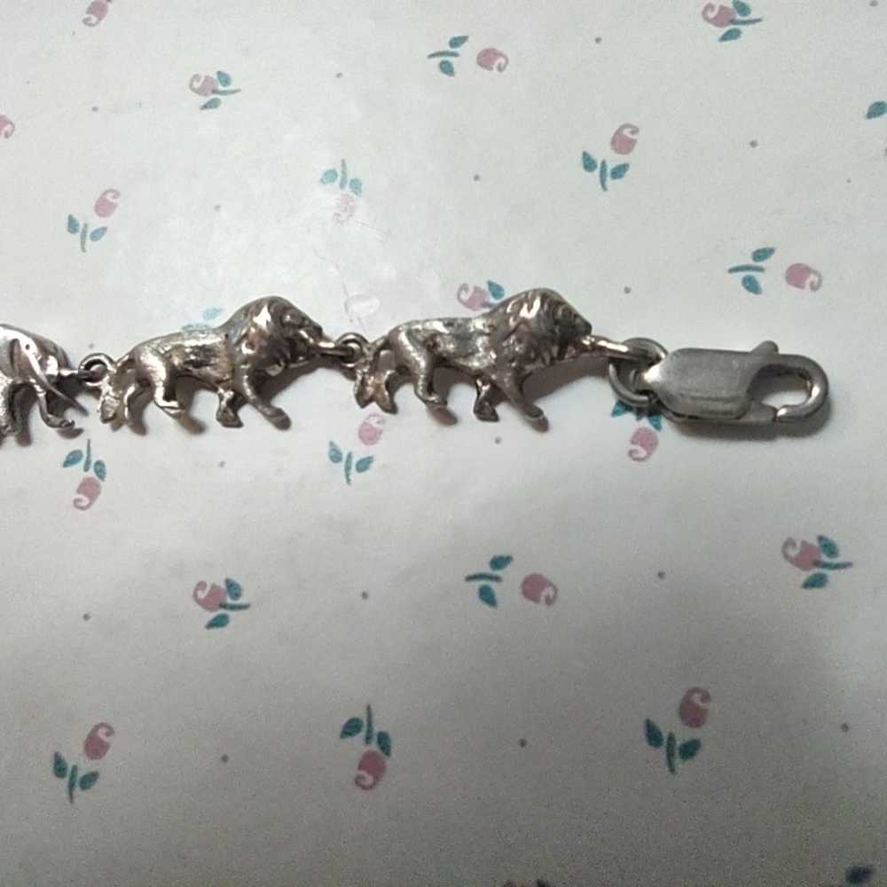 Vintage sterling silver African animal bracelet - image 3