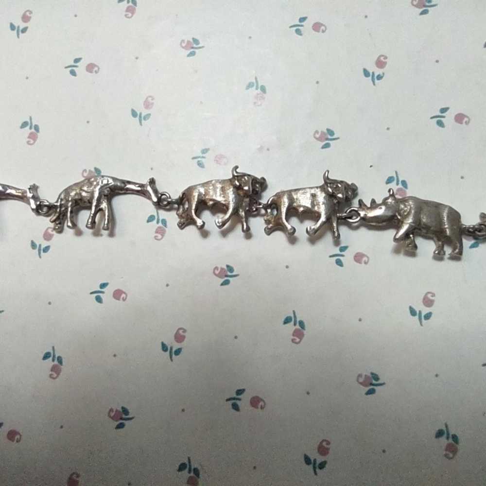 Vintage sterling silver African animal bracelet - image 5