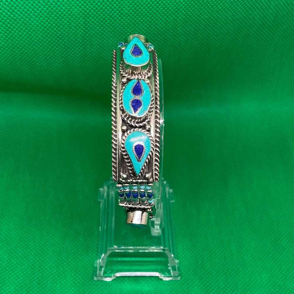 Turquoise & Lapis Sterling Silver Bracelet - image 6