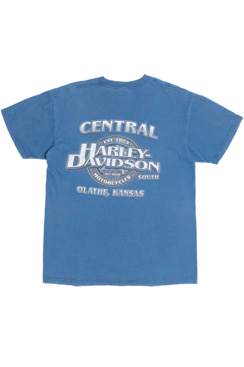 Harley Davidson "Olathe, Kansas" Faded Blue T-Shi… - image 2