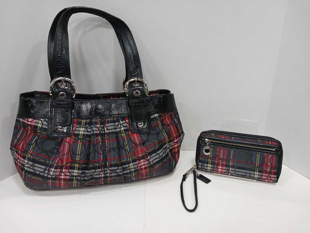 Authentic COACH Signature Canvas Poppy Tartan Pla… - image 4