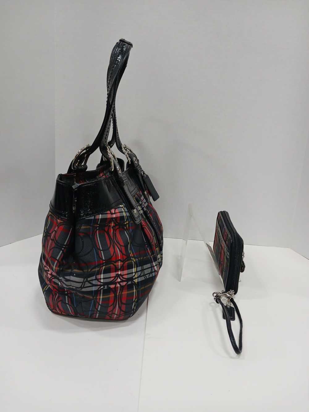 Authentic COACH Signature Canvas Poppy Tartan Pla… - image 7