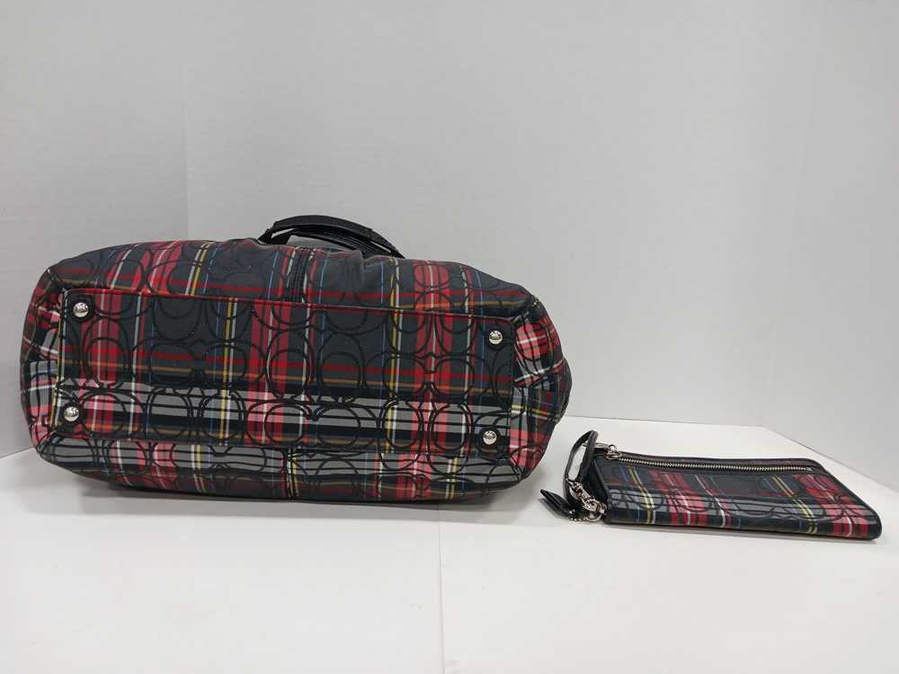 Authentic COACH Signature Canvas Poppy Tartan Pla… - image 8