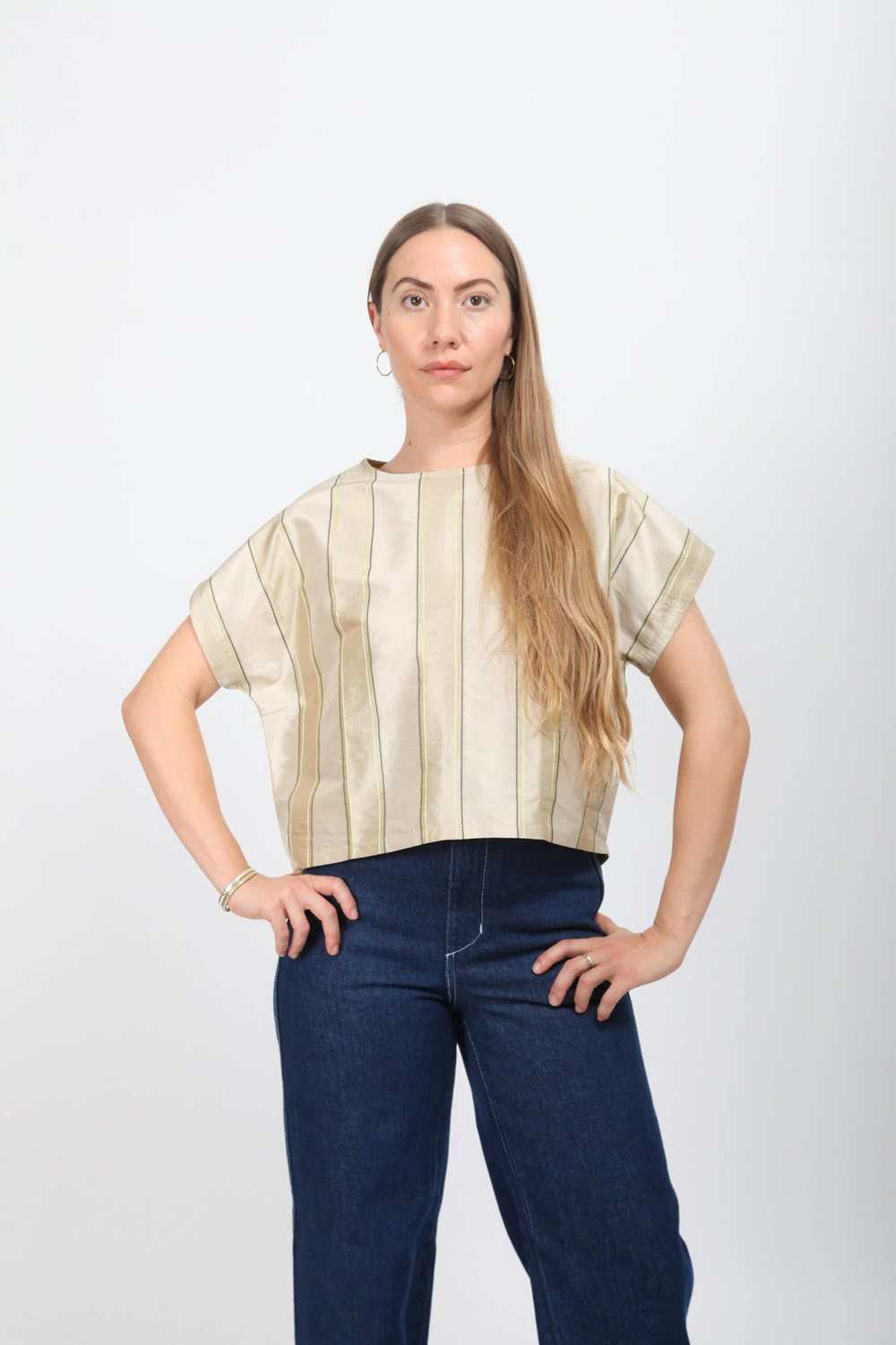 Gravel & Gold Lotte Top - Silk Stripe - image 2