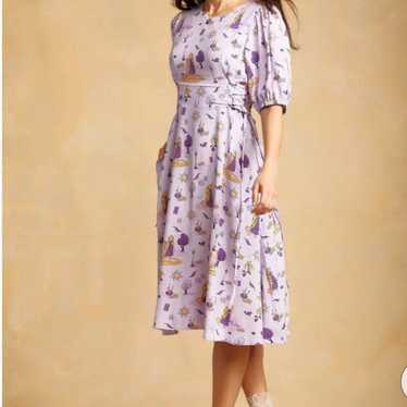 Disney Tangled Rapunzel Puff Sleeve Midi Dress — … - image 1