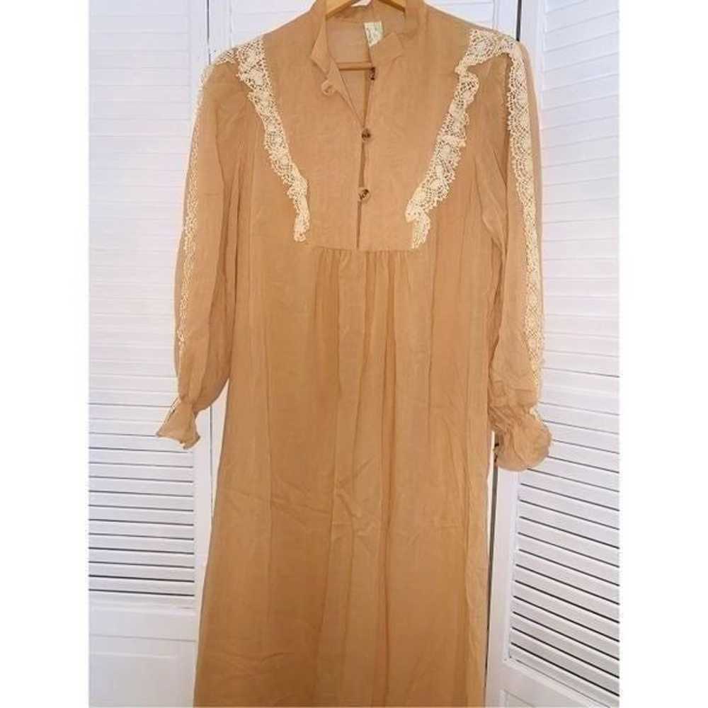 Vintage Butterscotch Cotton Gauze Prairie Maxi Dr… - image 2