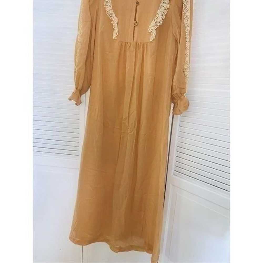 Vintage Butterscotch Cotton Gauze Prairie Maxi Dr… - image 3