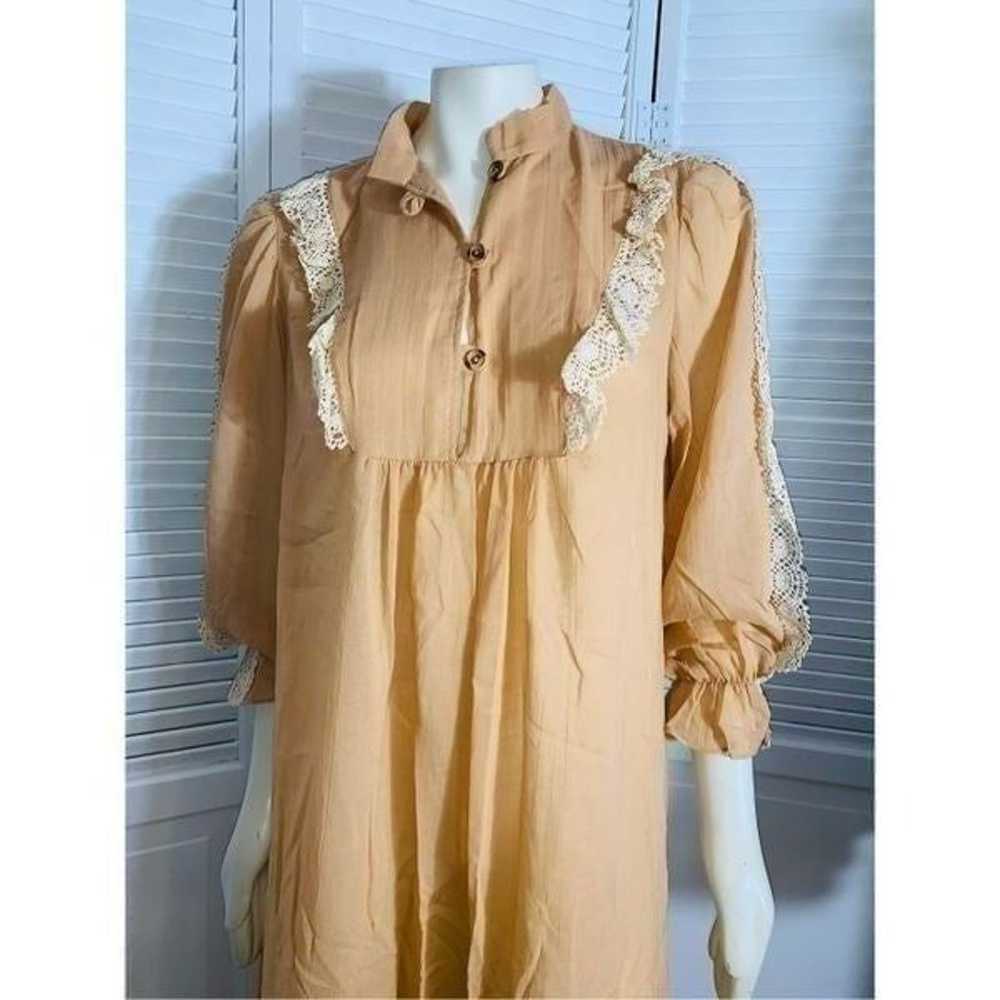 Vintage Butterscotch Cotton Gauze Prairie Maxi Dr… - image 7