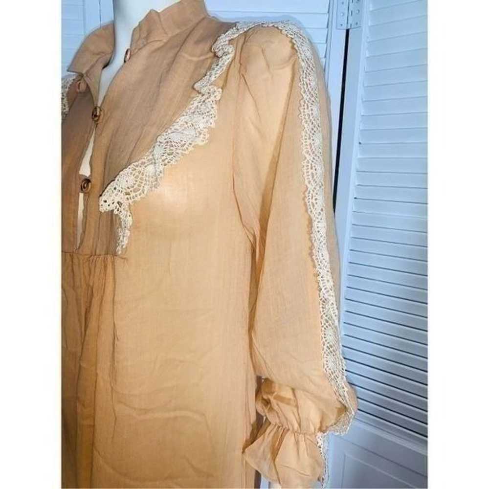 Vintage Butterscotch Cotton Gauze Prairie Maxi Dr… - image 9