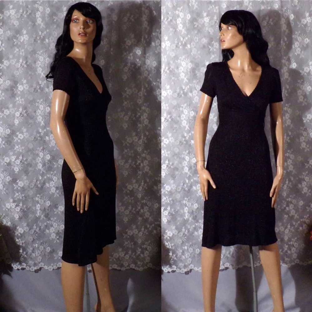 Vintage Y2K Dress 2000s Black Sparkle Knit Wiggle… - image 1