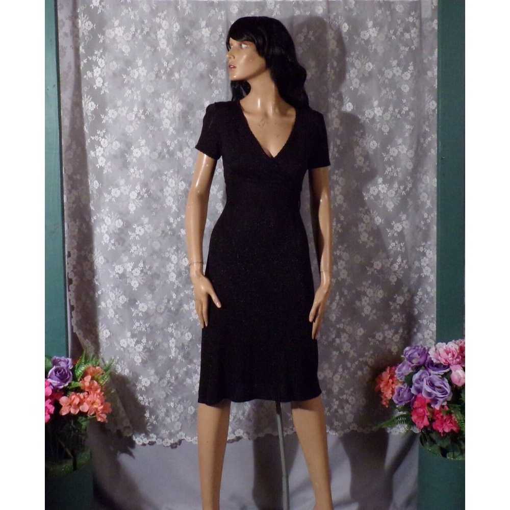 Vintage Y2K Dress 2000s Black Sparkle Knit Wiggle… - image 3