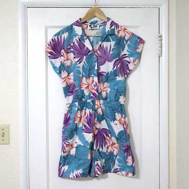 80s Vintage Hilo Hattie Hawaiian Floral Cotton Rom