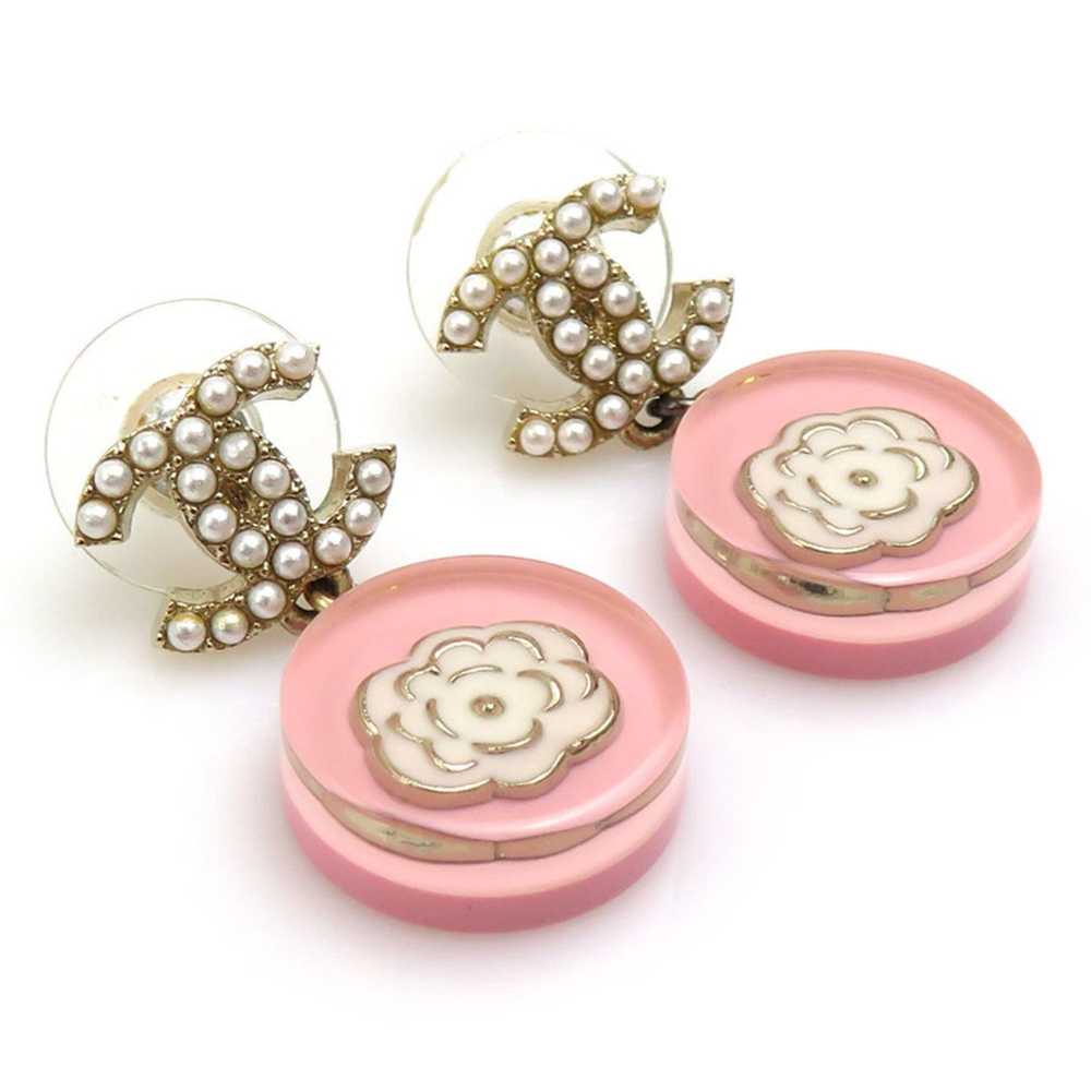 Chanel CHANEL Earrings Coco Mark Camellia Metal R… - image 1