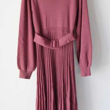 MAJESTIC LEGON muted pink knit pleated long one-pi