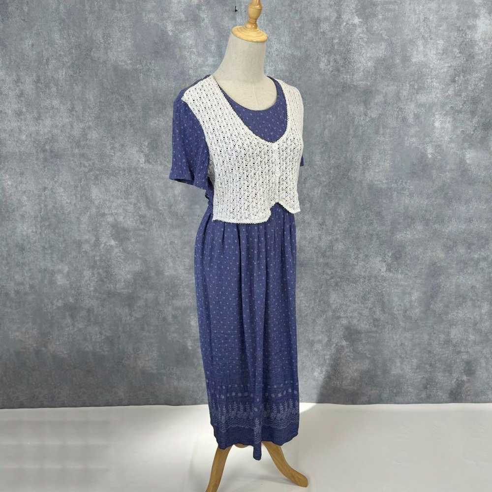 Showa Retro Layered Style One-Piece Dress Knit Ve… - image 3