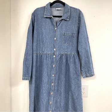 Vintage Denim Core Dress Maxi Long Sleeve Womens … - image 1