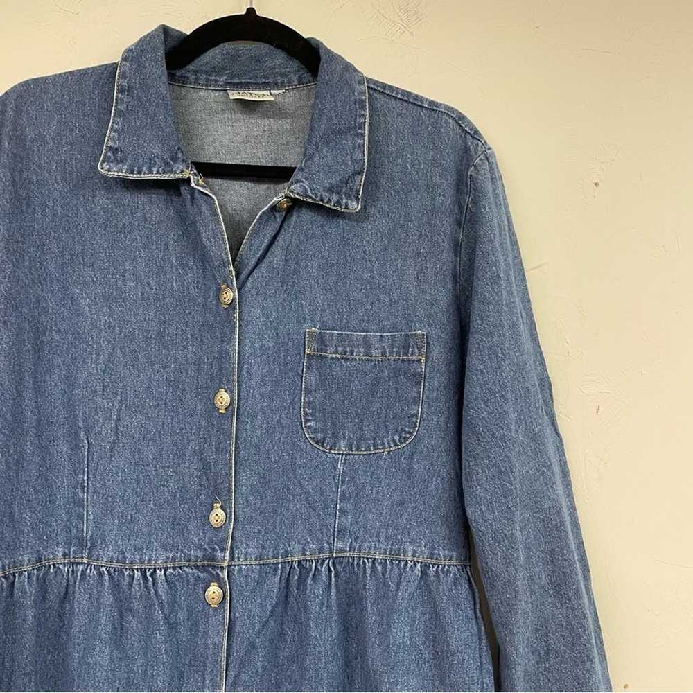 Vintage Denim Core Dress Maxi Long Sleeve Womens … - image 5