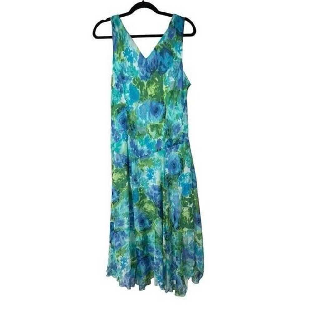 90’s Y2K Blue Green V Neck Maxi Dress Women’s Sz … - image 3