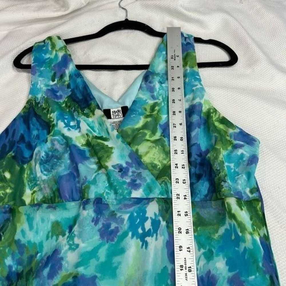 90’s Y2K Blue Green V Neck Maxi Dress Women’s Sz … - image 7