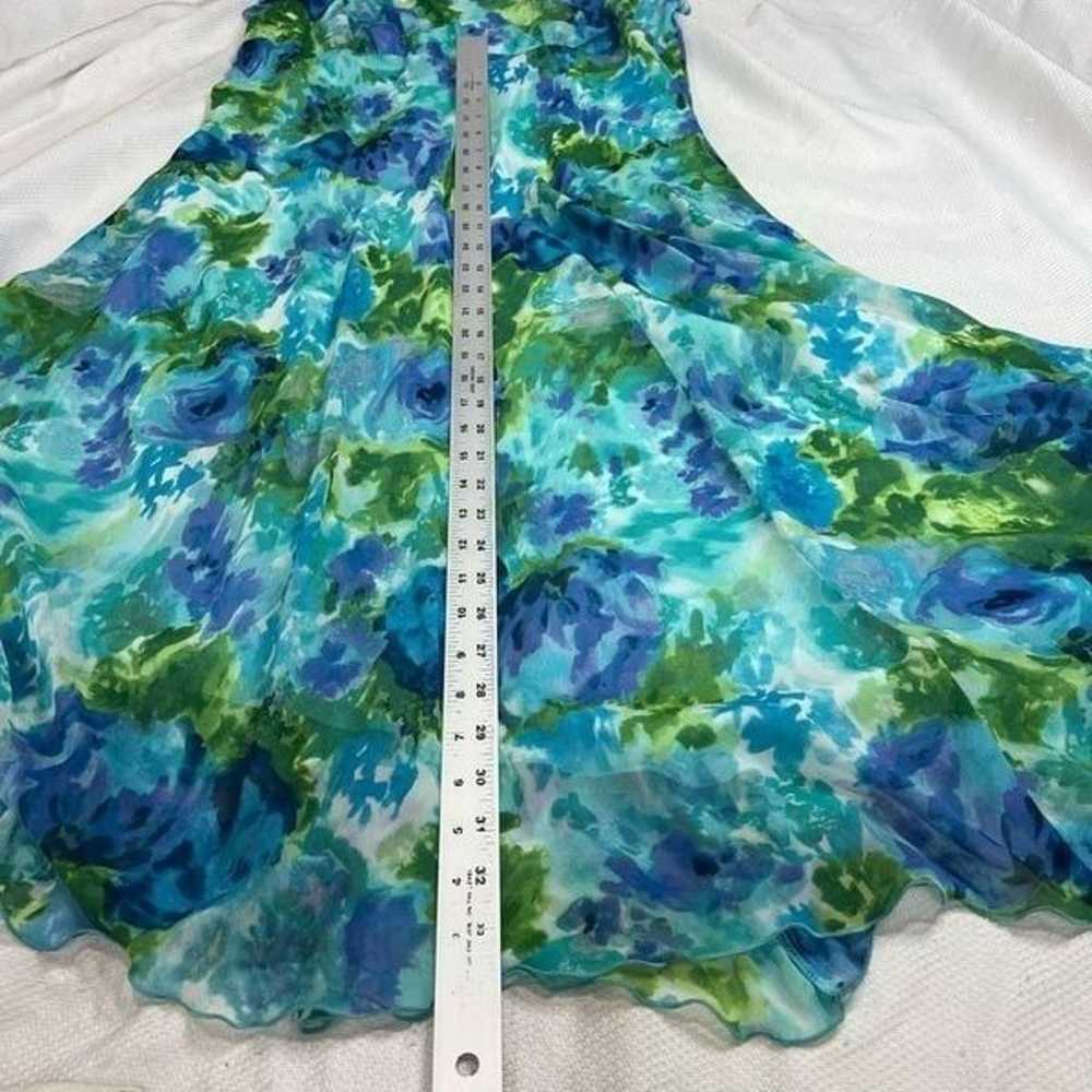 90’s Y2K Blue Green V Neck Maxi Dress Women’s Sz … - image 8