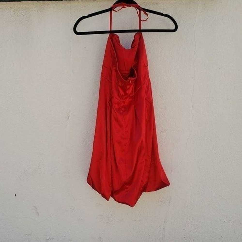 VTG Moschino Couture Red Satin Ruched Y2K Dress - image 3