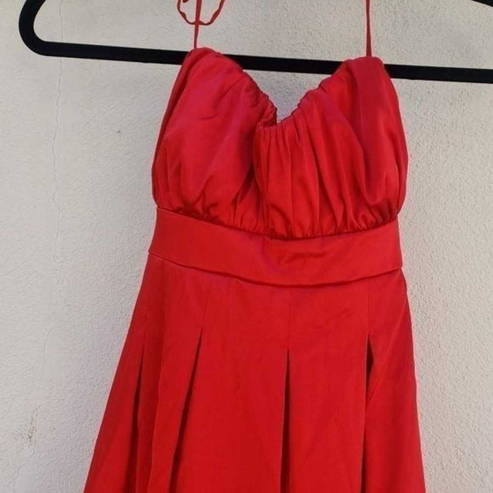 VTG Moschino Couture Red Satin Ruched Y2K Dress - image 4