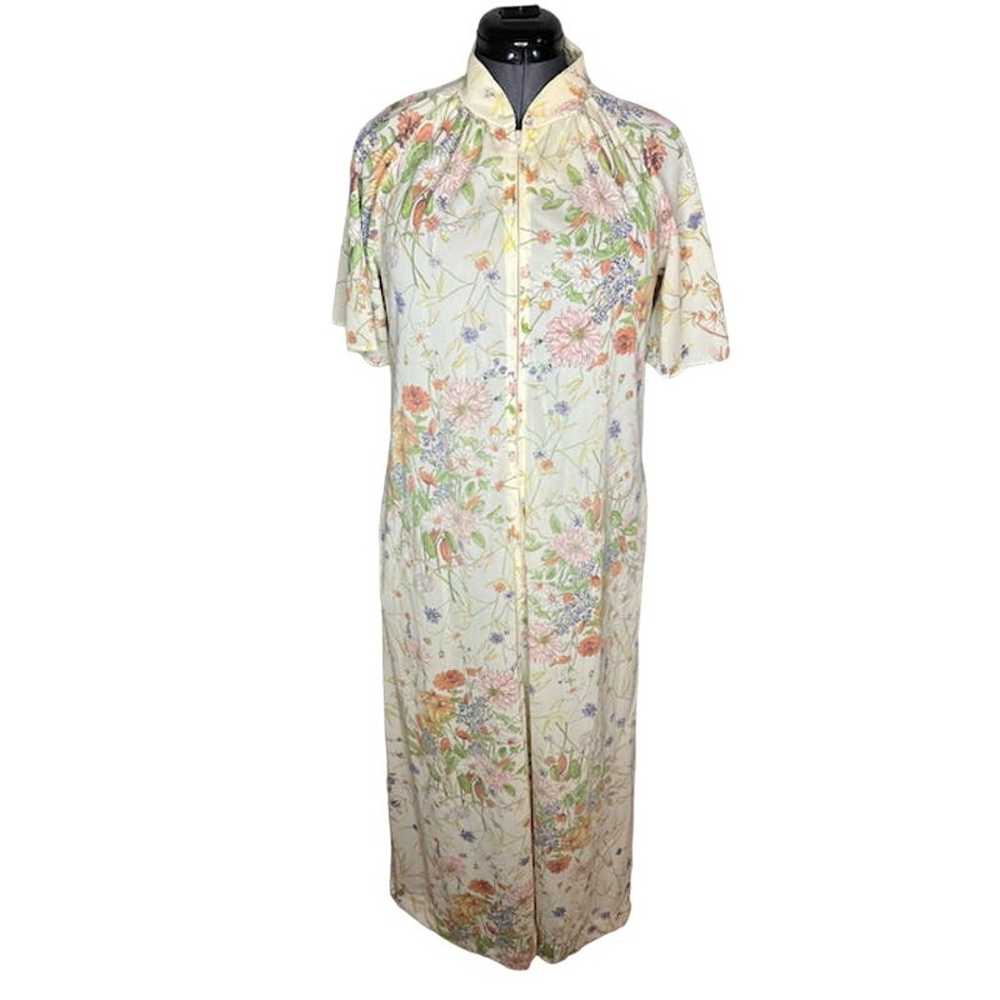 frolicking dress house coat floral pastel yellow - image 1