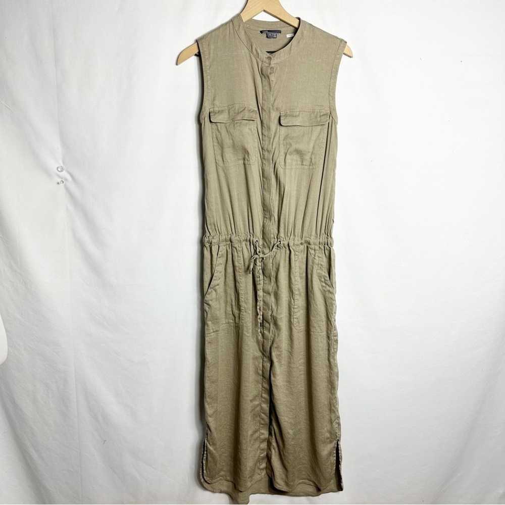 Vince VINCE Khaki Tie Waist Sleeveless Dress in S… - image 1