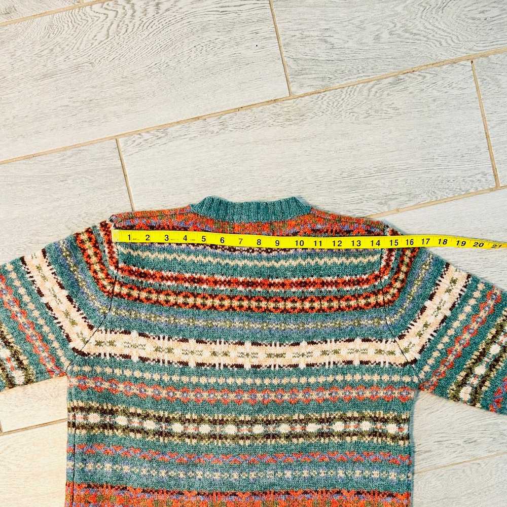 Vintage 70's 100% Shetland Wool Fair Isle Cardiga… - image 7