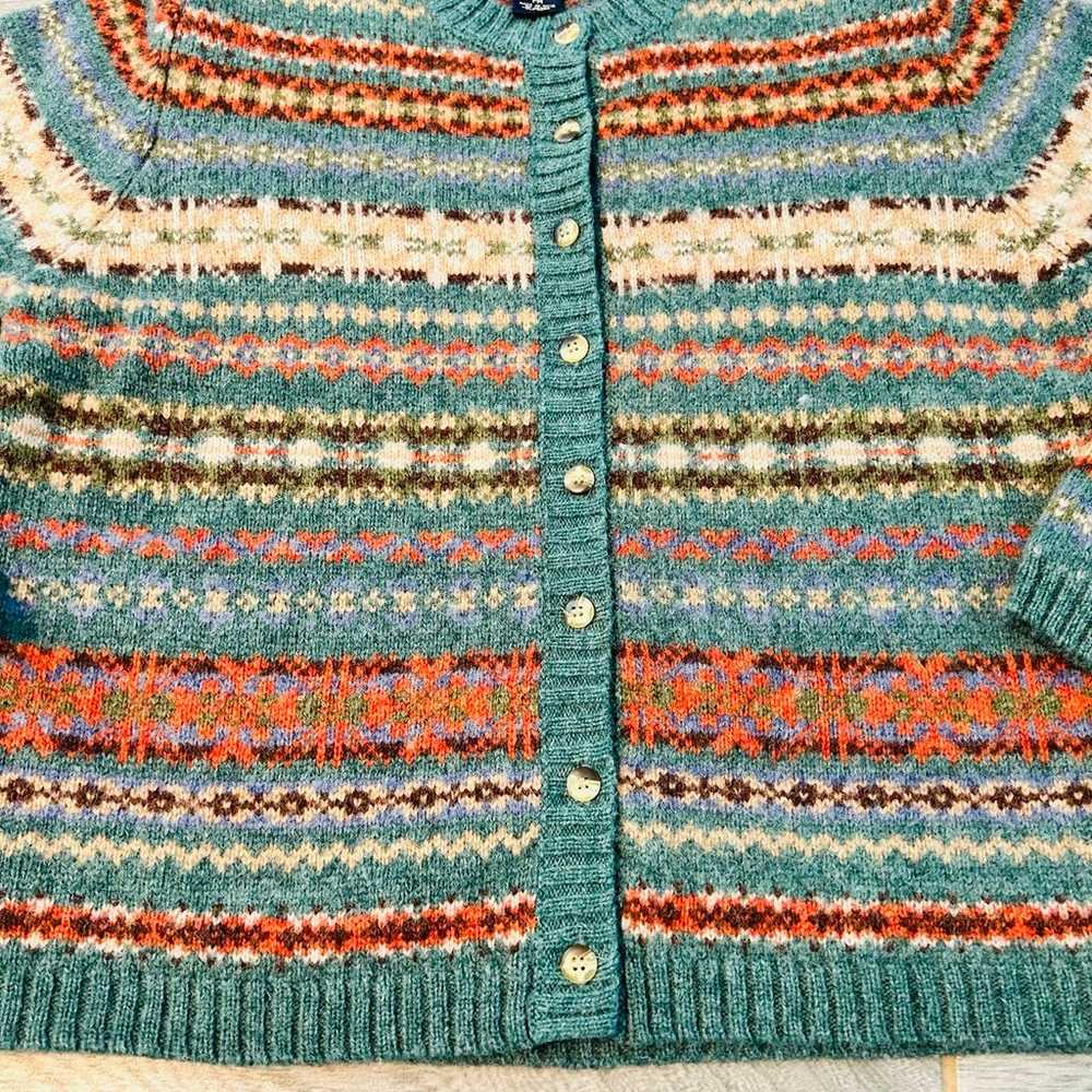 Vintage 70's 100% Shetland Wool Fair Isle Cardiga… - image 8