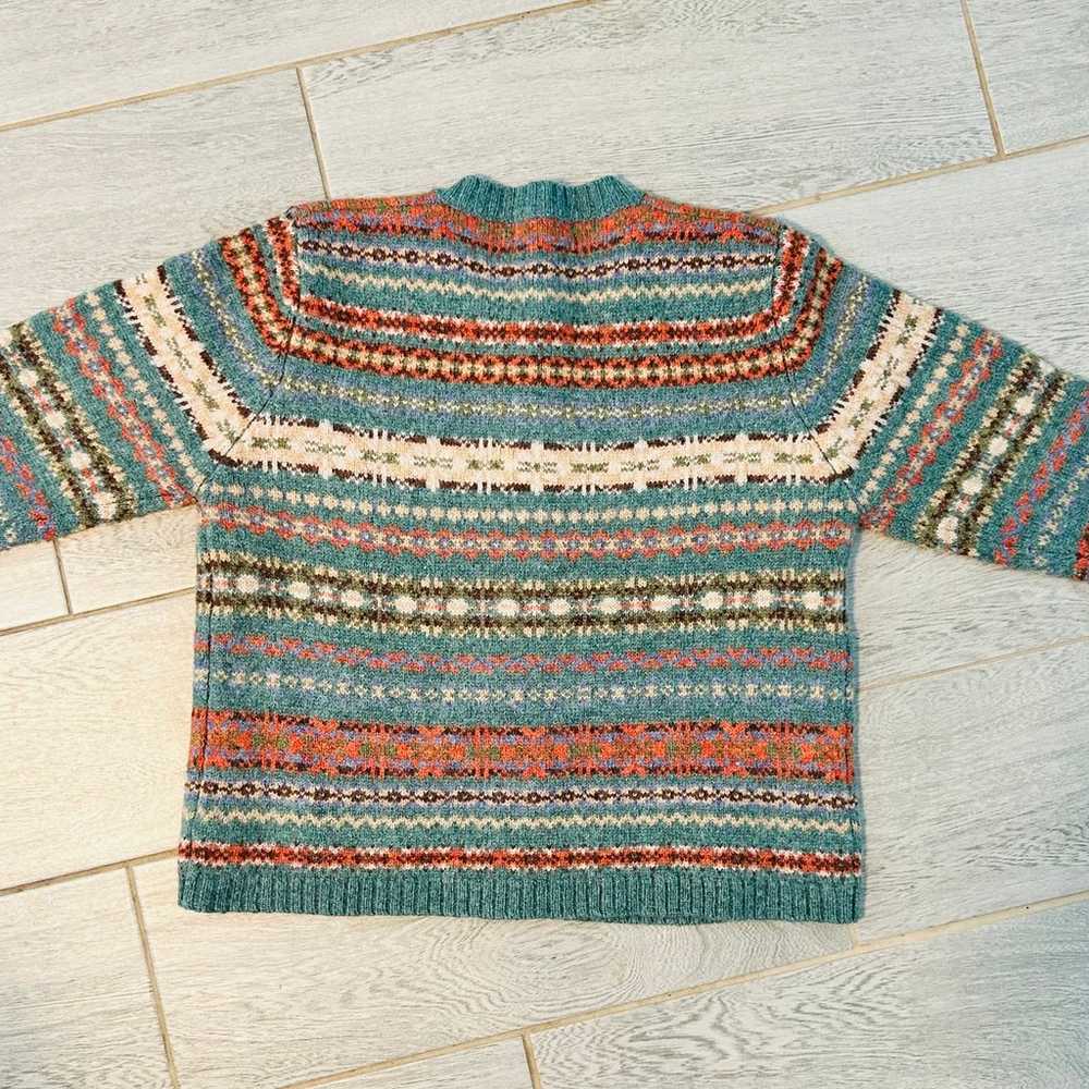 Vintage 70's 100% Shetland Wool Fair Isle Cardiga… - image 9