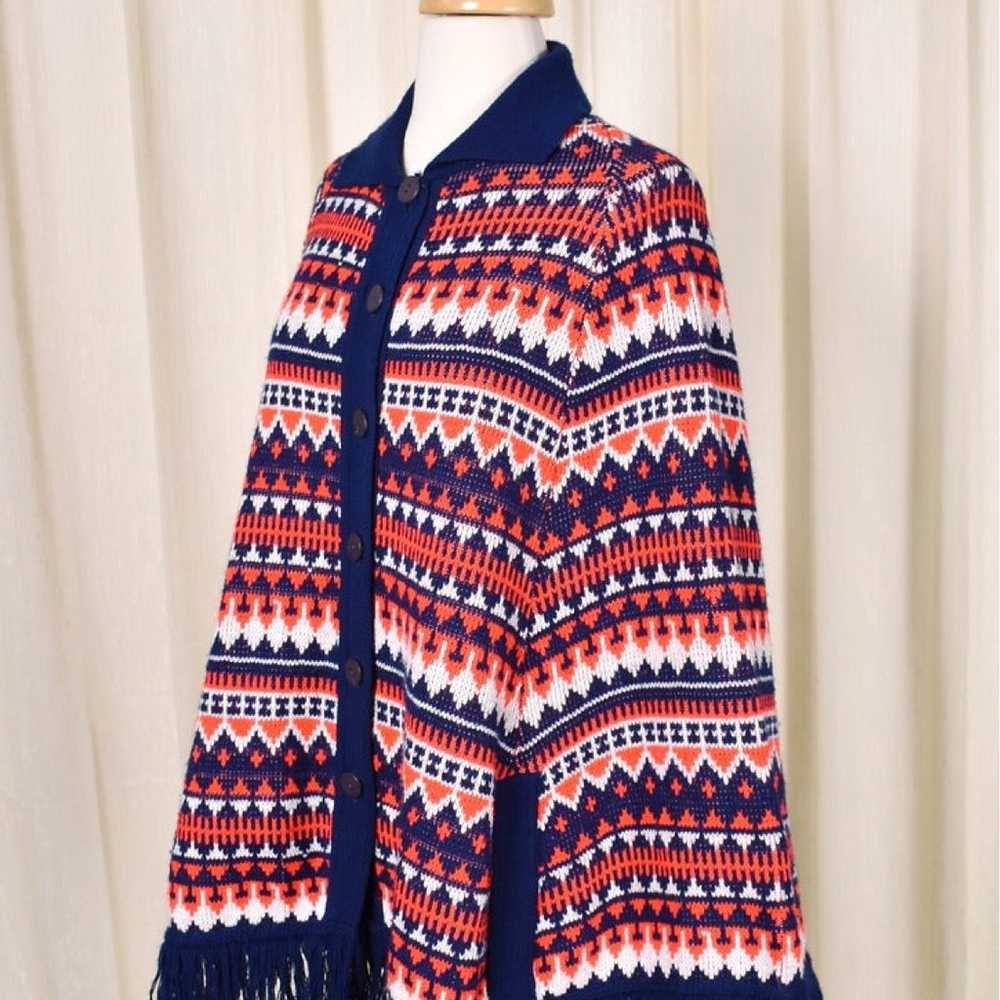 1960s Vintage Red White & Blue Poncho - image 4