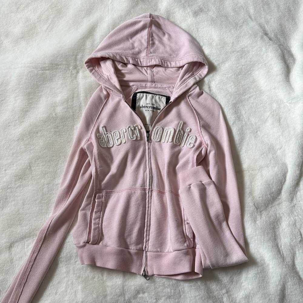 Vintage y2k pink abercrombie zip up hoodie - image 1