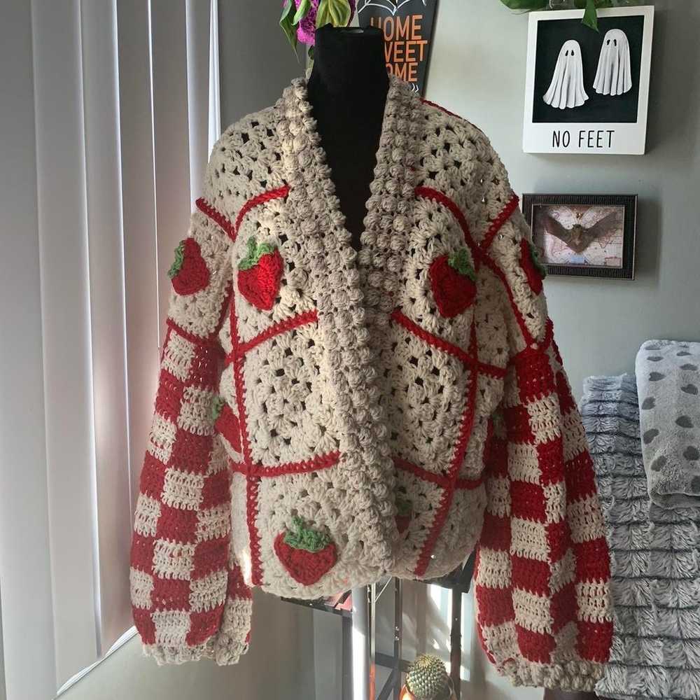 Crochet strawberry cardigan - image 1